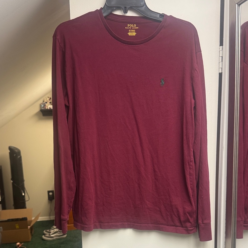 Polo by Ralph Lauren Men's Maroon Long Sleeve Tee